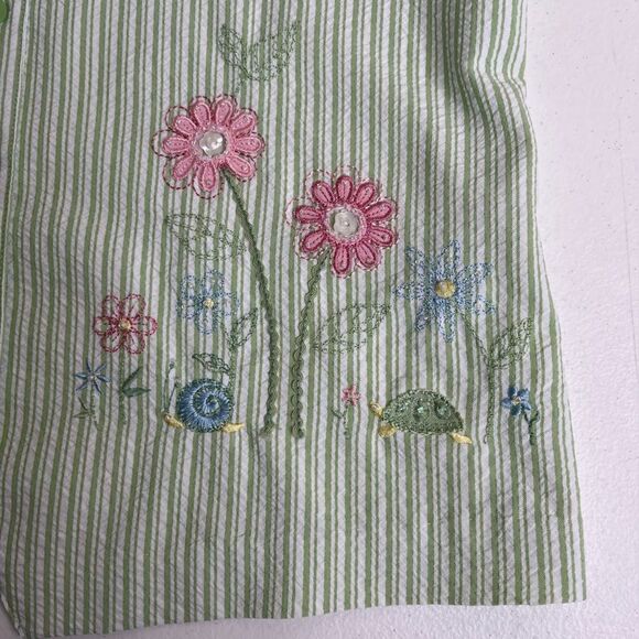 Alfred Dunner Seersucker Green Stripe Embroidered Beaded Short Sleeve Women 8 - Picture 10 of 13